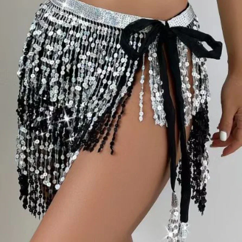 Sexy Sequins Tassel Dancewear Mini Skirt Women Clothes Jupe Femme Belly Dance Skirts Ladies Faldas Performance Stage Bottom Saia - Image 5