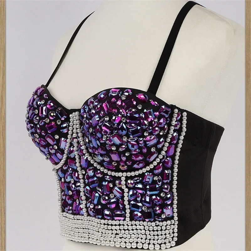Punk Corset Rhinestone Diamond Tank Top Women Bra Stage Party Camis Sequin Shirt Woman Clothes y2k Blusa Crop Tops Ladies Shaper - Image 4