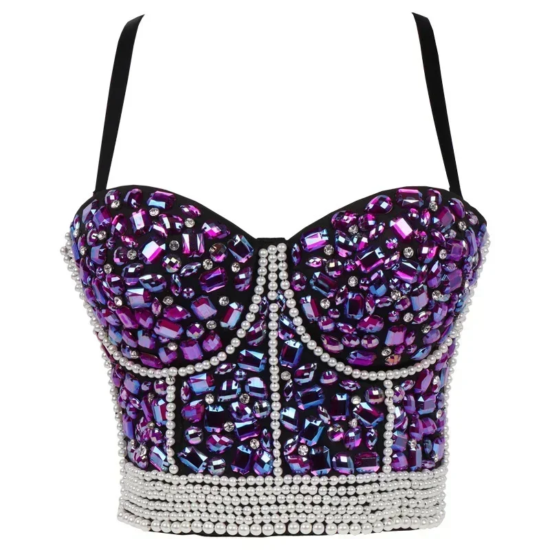 Punk Corset Rhinestone Diamond Tank Top Women Bra Stage Party Camis Sequin Shirt Woman Clothes y2k Blusa Crop Tops Ladies Shaper - Image 3